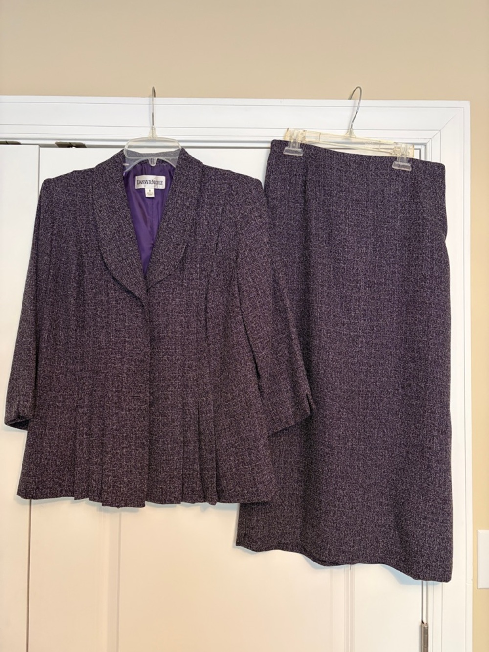Danny & Nicole Purple Tweed Blazer and Skirt Set
